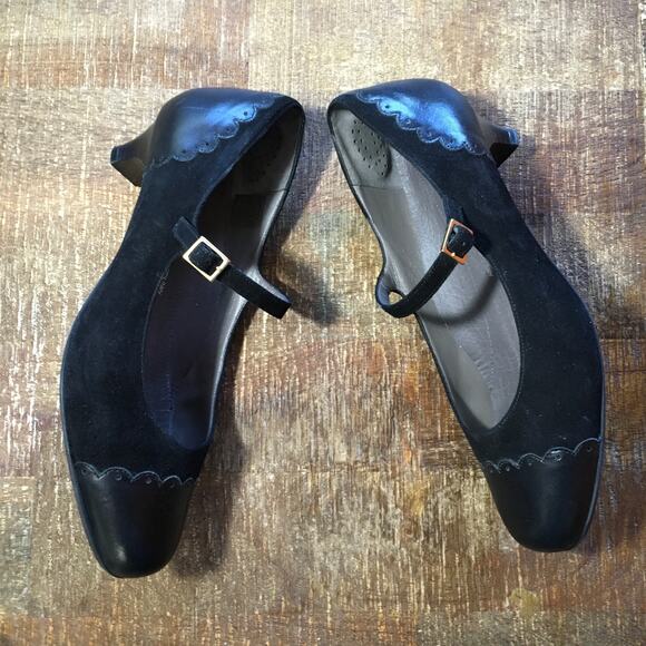 SAS San Antonio Shoes Cate Mary Jane Pump Black Womens 8 W Heel Retro Coquette - Picture 6 of 10